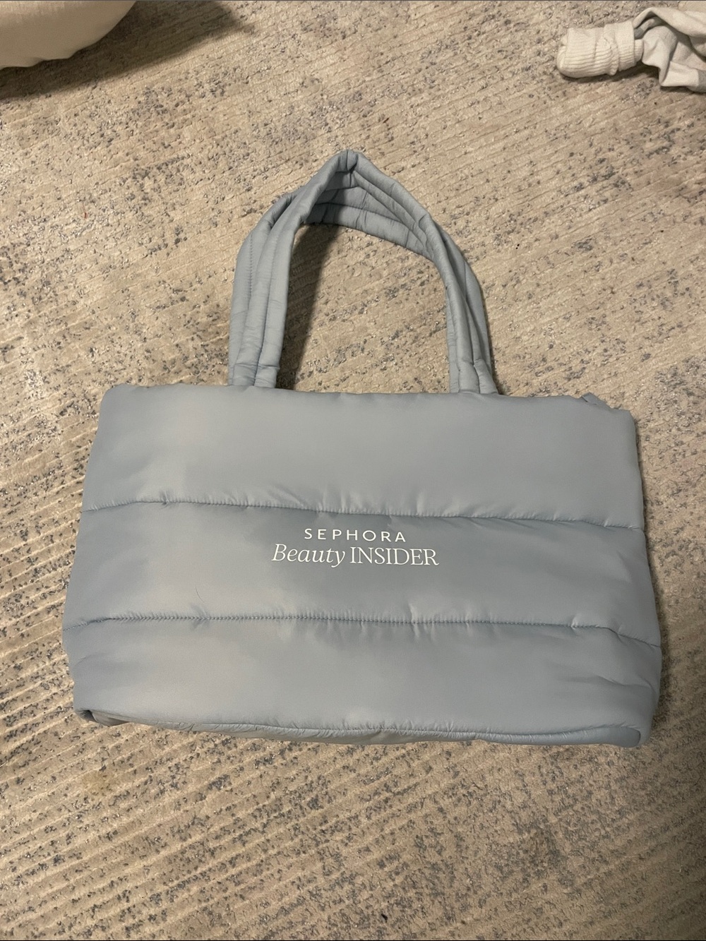 NEW Sephora Quilted PUFFER Light Blue Beauty Insider X LARGE Tote BAG